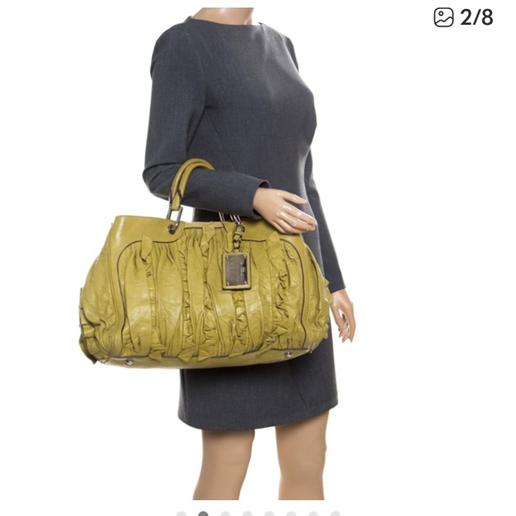 NEW DOLCE & GABBANA Leather Ruffle Miss Brooke Satchel - Summer White Never Used - Picture 11 of 11